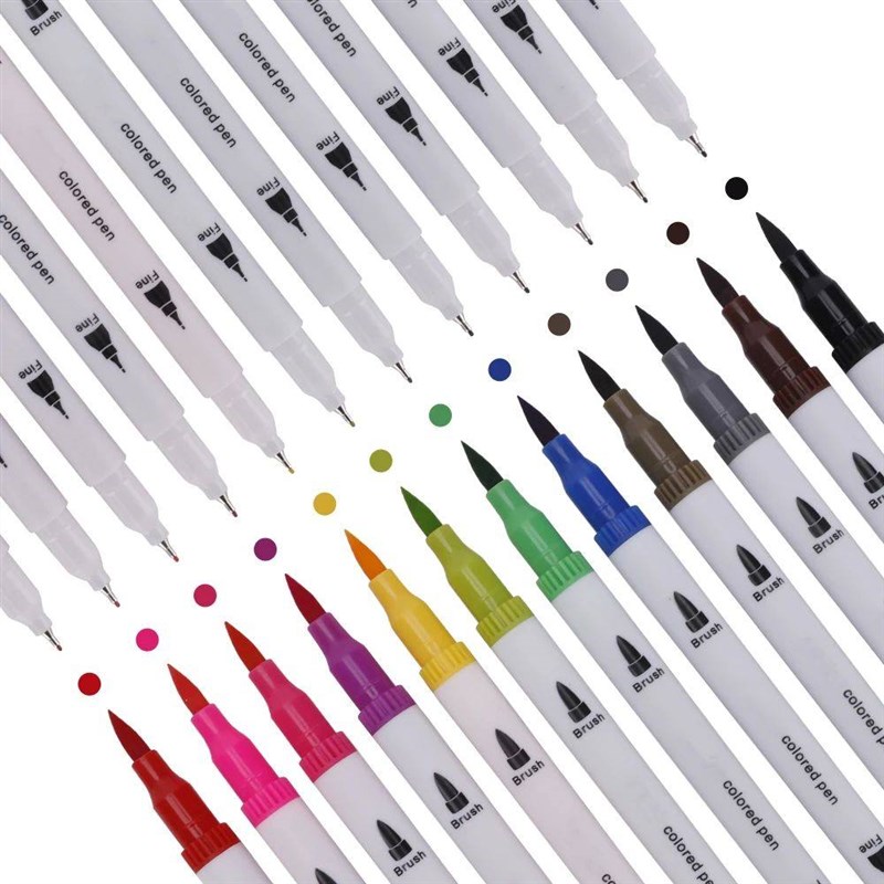 12/24 Colors Dual Tips Brush Pen Markers Manga Sketching Mar图片