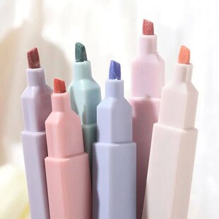 6/12Pcs Pastel Color Highlighter Pen Double tip Marker Pens