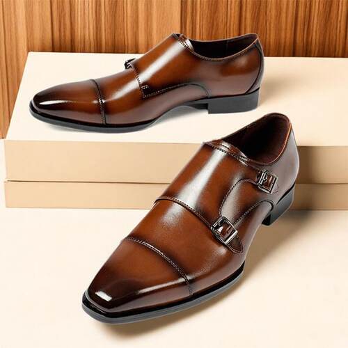 Plus Size Men Monk Strap Dress Shoes Leather Oxfords 真皮鞋