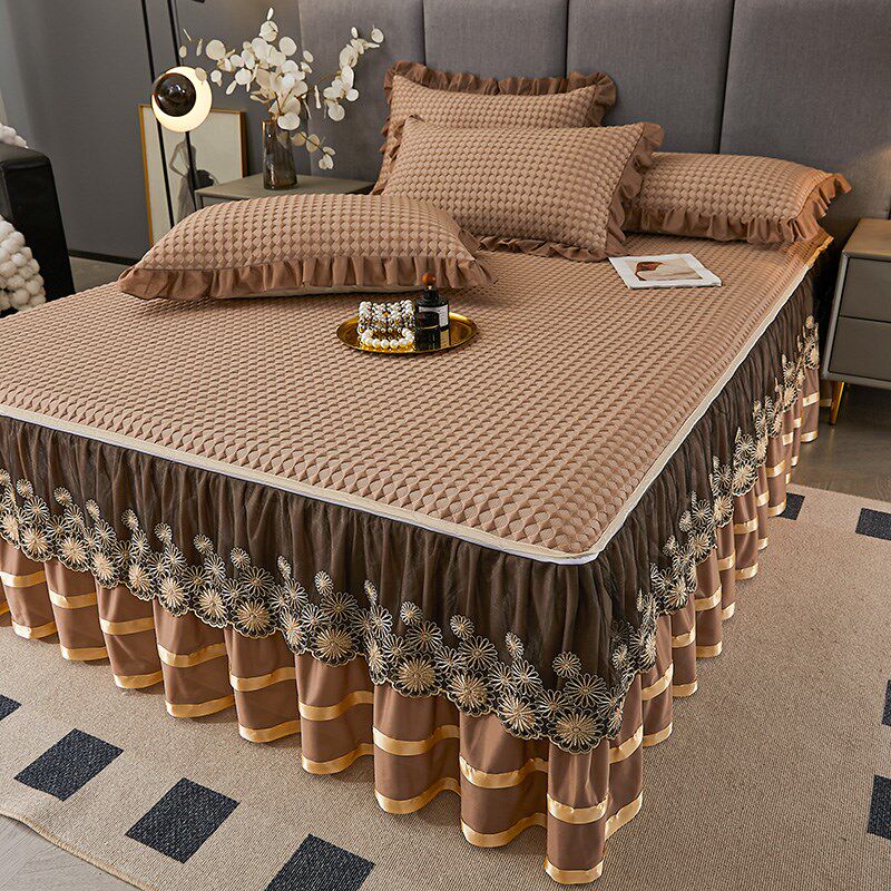 夏季高档床裙款冰丝凉席三件防滑席子凉感丝可拆卸机席冰豆豆席,床上用品,冰丝席,淘宝优惠券,粉丝福利购,淘宝优惠卷