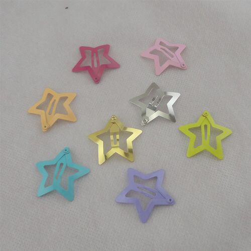 10PCS 3.0cm filigree star hair clip metal snap clips for kid