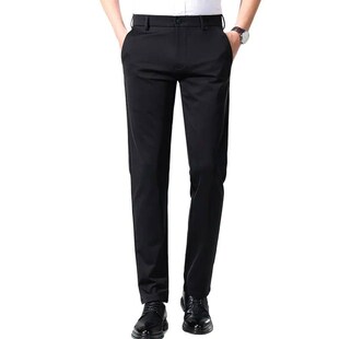 Black Mens Slightly Elastic Suit Pants, Thin Quick Drying