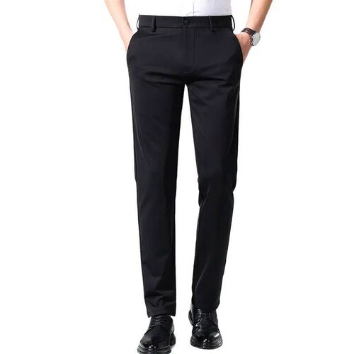 Black Mens Slightly Elastic Suit Pants, Thin Quick Drying