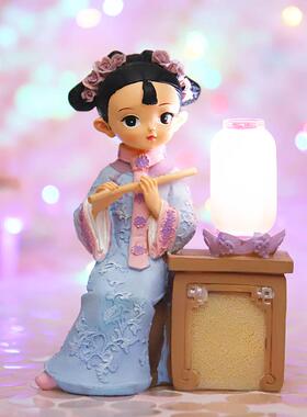 ins风我是格格系列花梦一宿格格小夜灯下琵琶吹笛花灯少女心礼品
