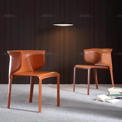 北欧餐椅家用简约椅餐厅马鞍皮靠背椅扶手凳子书椅餐桌椅可折叠