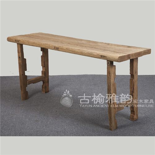 老榆木门板茶桌 原生态风化实木桌子 咖啡桌门板桌老榆木书桌定制