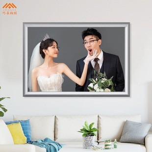 现代创意婚纱照相框挂墙放大冲印加带洗照片做成1618 20 24寸定制