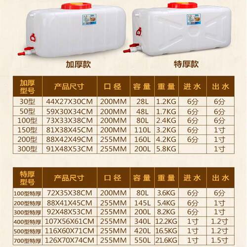 。特厚食品级大水桶塑料桶家用带盖储水桶大号卧式水箱长方形蓄水
