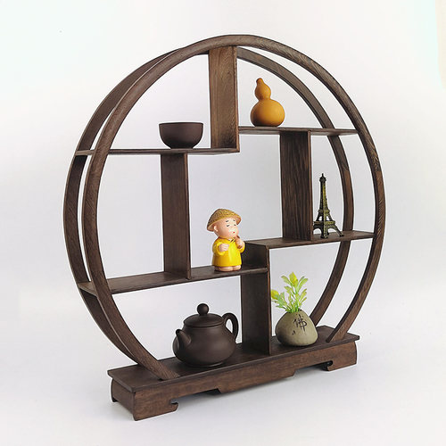 红木工艺品小博古架实木多宝架底座展示紫砂壶茶壶架子鸡翅木摆件