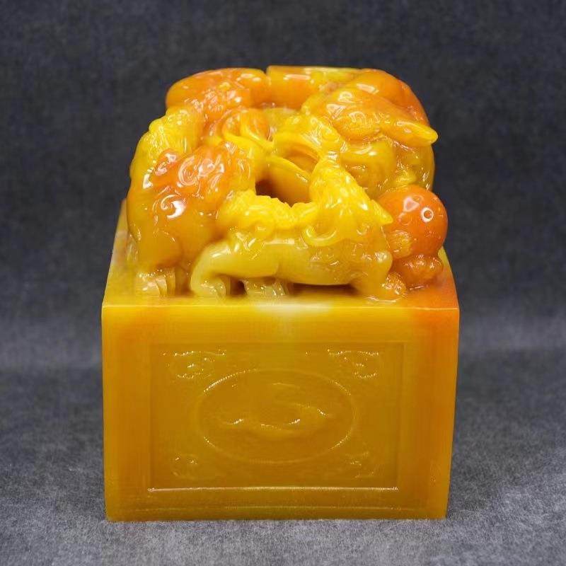 玉石貔貅印章寿山石芙蓉石工艺品奇石原石石雕居家办公乔迁送礼