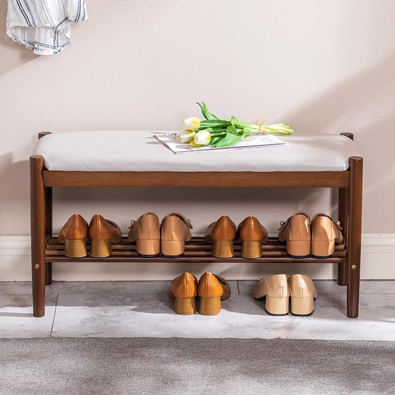 穿鞋换鞋木凳可坐式鞋柜门口家用入户鞋架坐凳一体收纳长条凳实木