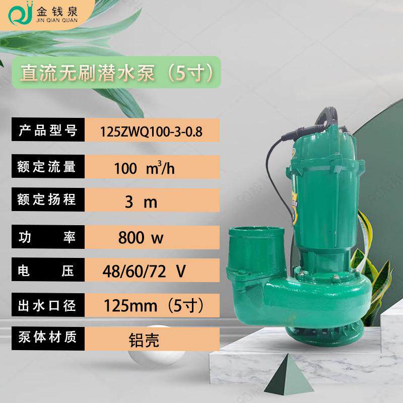 5寸口径超大流量潜水泵永磁直流铝壳清水泵农用家用灌溉抽水泵