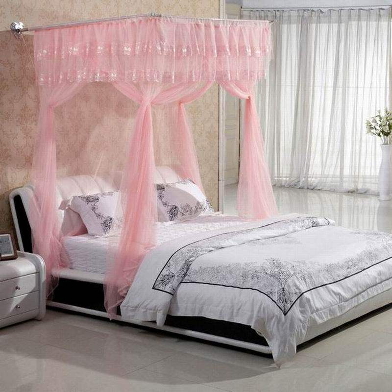 蚊帐不锈钢落地方顶加密装墙宫廷申缩式1.5/1.8/2.0m拼床加大订做