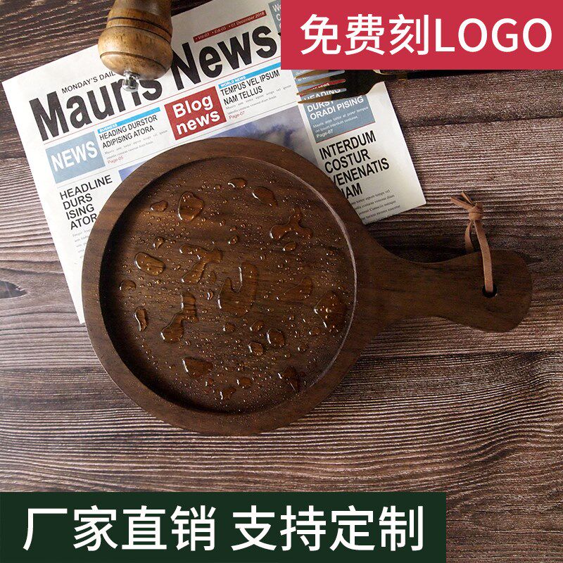 摆拍木盘木质披萨板盘木托盘西餐火锅切甜点木板面包板牛排托盘