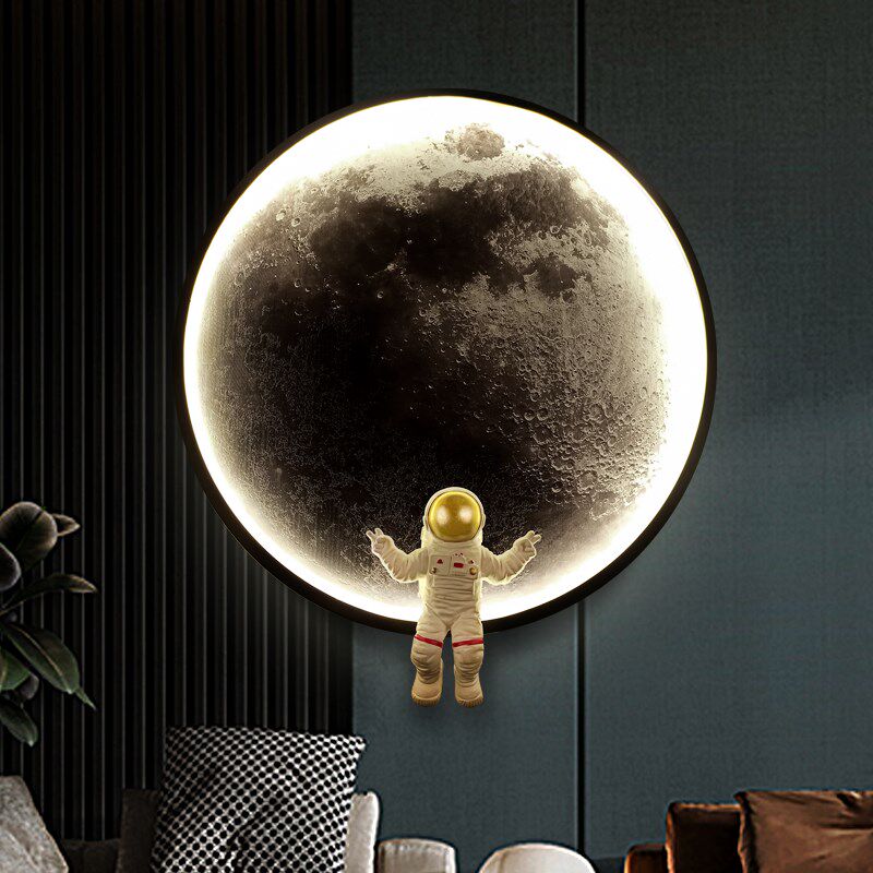 月球宇航员壁灯现代卧室床头灯儿童房星空客厅背景全光谱护眼灯具