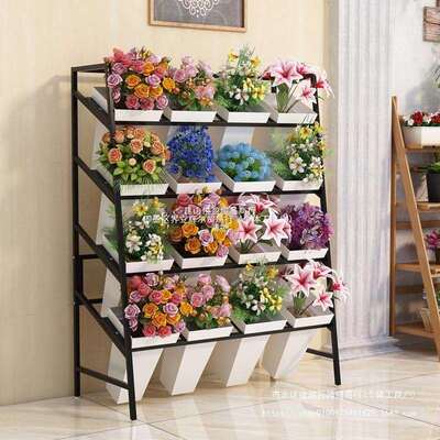 梯花桶架铁艺花盆置物架鲜花干花醒花筒花店花架绿植展示架