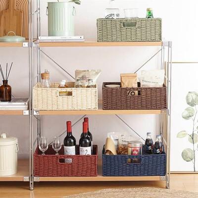 bamboo storage basket box desktop small rattan woven basket