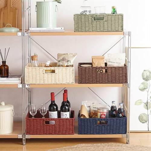bamboo storage basket box desktop small rattan woven basket