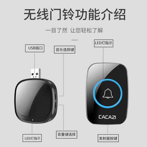 Usb Home Wireless Smart Doorbell Music Tips Remote Control E