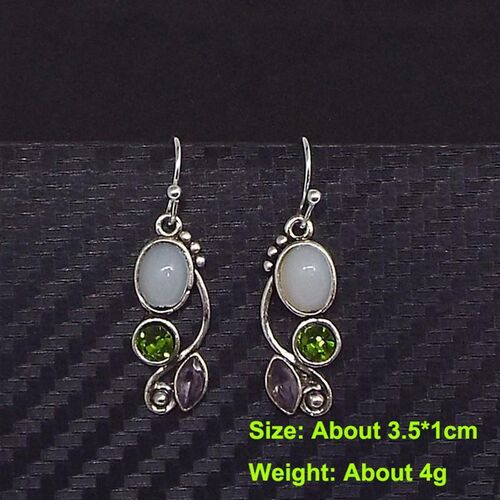 Boho Dangle Earrings for Women Vintage Selenite Turquoise Dr
