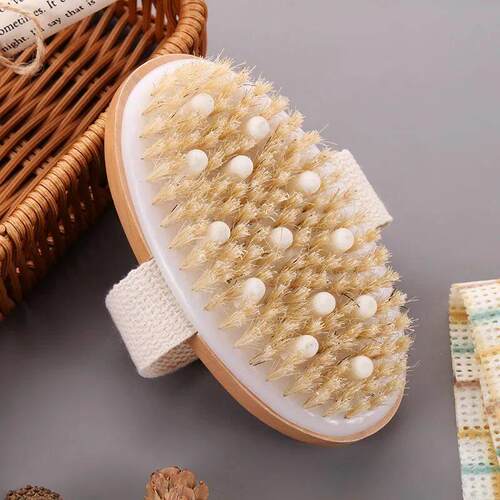 Dry Skin Wood Body Brush Exfoliation Natural Bristle Back Br