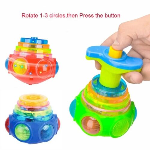 Bagged round Luminous Toy Light Music Rotating Gyro Random C