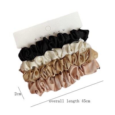 4pcs Pure Silk Skinnies Small Scrunchie Set Hair Bow Ties Ro
