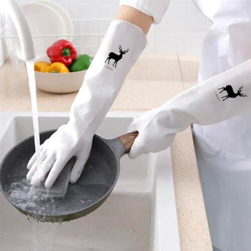 Female waterproof rubber latex dishwashing gloves kitchen du