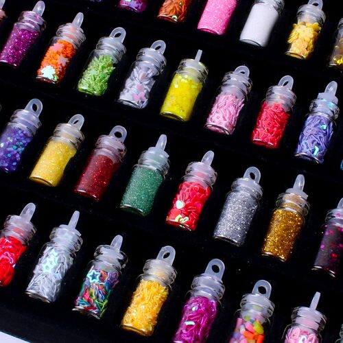 Blue brocade 48 bottles of glitter powder Sequin set handma