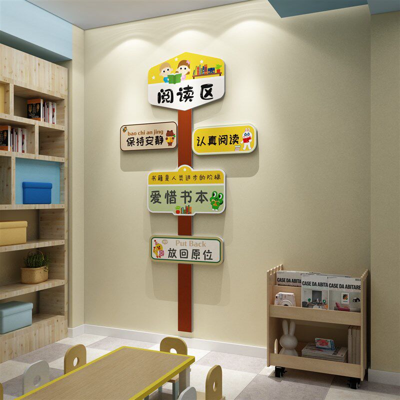 儿童图书角布置装饰画阅读区绘本馆阅览室幼儿园环创背景文化墙贴,家居饰品,文化墙贴,淘宝优惠券,粉丝福利购,淘宝优惠卷