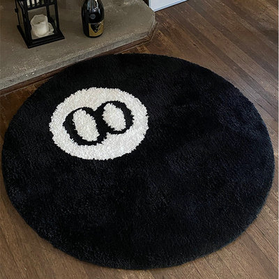 Simulation Billiards 8 Ball Rug Round Tufting Soft Chair Pad
