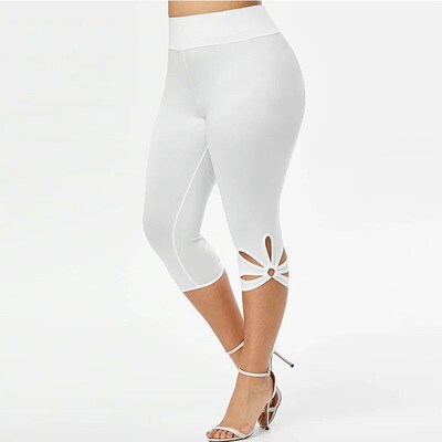 Womens Plus-Size Sretch Essential Legging Summer Elastic Wa