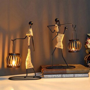 Nordic Creative Metal Candlestick Abstract Character Sculptu