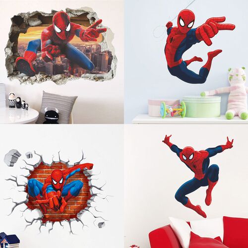 3D Spiderman Wall Stickers For Kids Room Decoration Home Bed