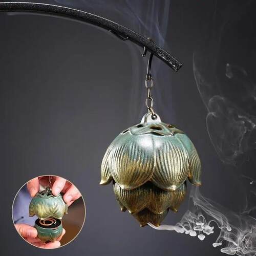 1 Pcs Creative Lotus Shape Hanging Ball Backflow Incense Cer