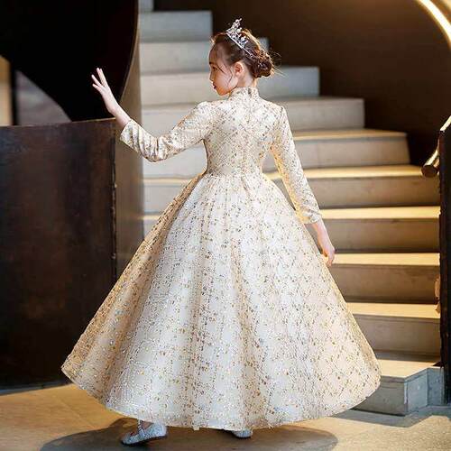 Girls Long-Sleeved Dress Birthday Princess Dress Thickened