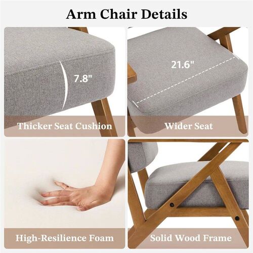 Mid Century Modern Chair Grey Accent Chair Upholstered Armch
