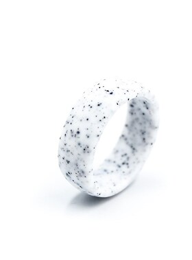 Silicone Wedding Ring For Men Marble Black White Water Sport