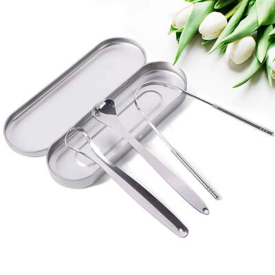 Set of 3 Tongue Scrapers for Adults Tough Metal Tongue Clean
