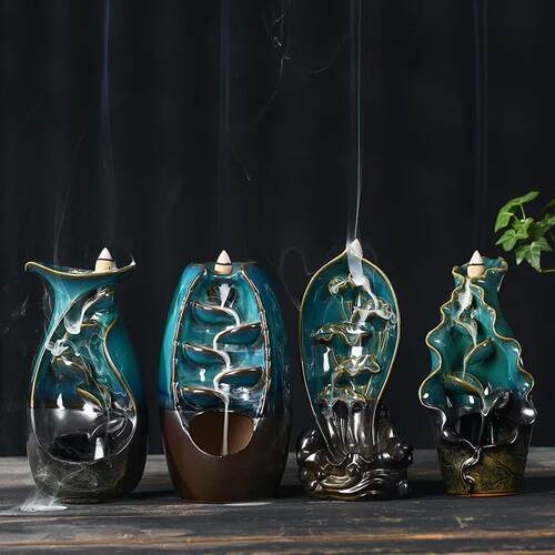Lotus Lotus Lotus waterfall back incense Furnace handicaft B