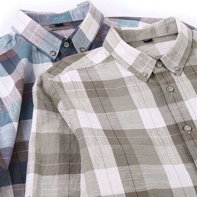 Dongyu Mens Spring and Summer Mens Shirt Casual Large Plai