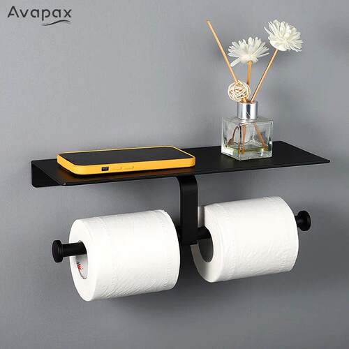Matte Black Double Toilet Paper Roll Holder Toilet Paper Hol