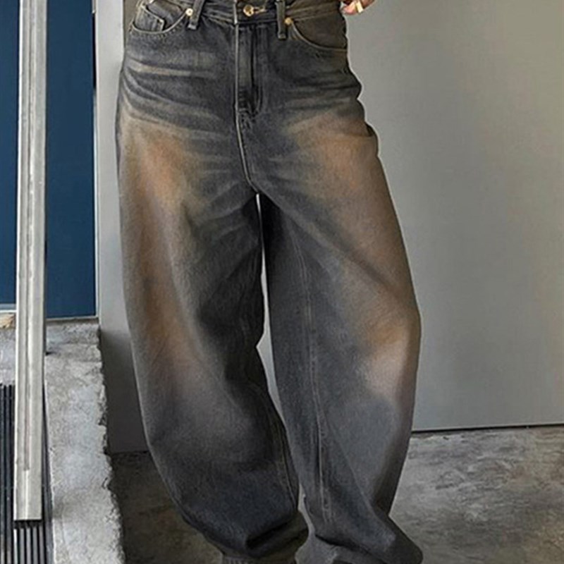 Women Jeans Vintage 90s Straight Loose Casual Denim Trousers图片