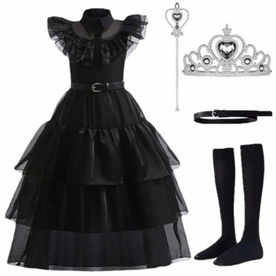 Wednesday Addams Cosplay Girl Dress Zombie Prom Party Dark L