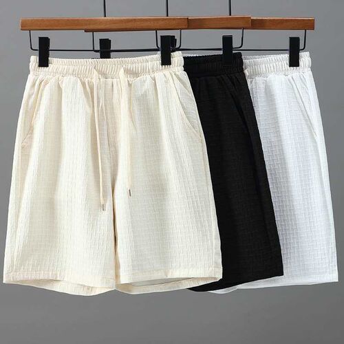 Mens Summer High Elastic Pants Jacquar Breathable Youth Ice