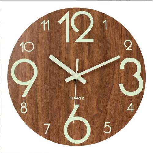 Luminous wood grain wall clock 夜光木纹挂钟