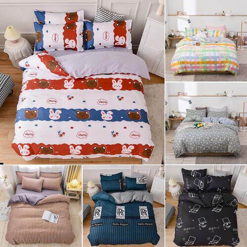 Quilt Duvet Cover+Bedsheet+Pillow Cases 4pcs Beddings Set