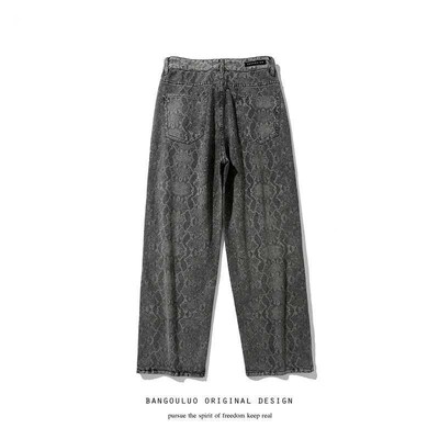 /New tendy jeans mens loose breathable thin straight-leg pa