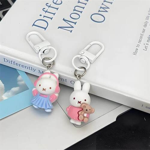 Kawaii Miffy Rabbit Keychain Cute Outfit Miffy Rabbit