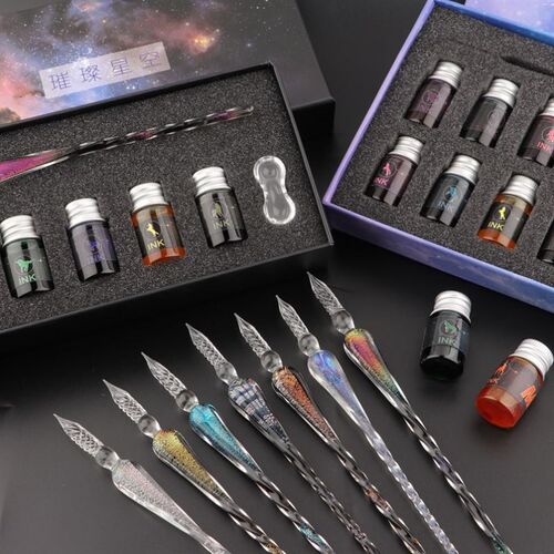 1Pcs Safe Package Vintage Glass Dip Dipping Pen Holder Signa